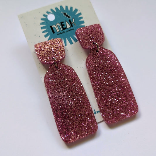 Pink Glitter earrings - Meak Handmade