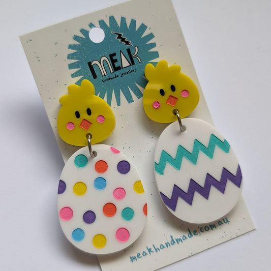 Easter Chick and Egg earrings - Meak Handmade