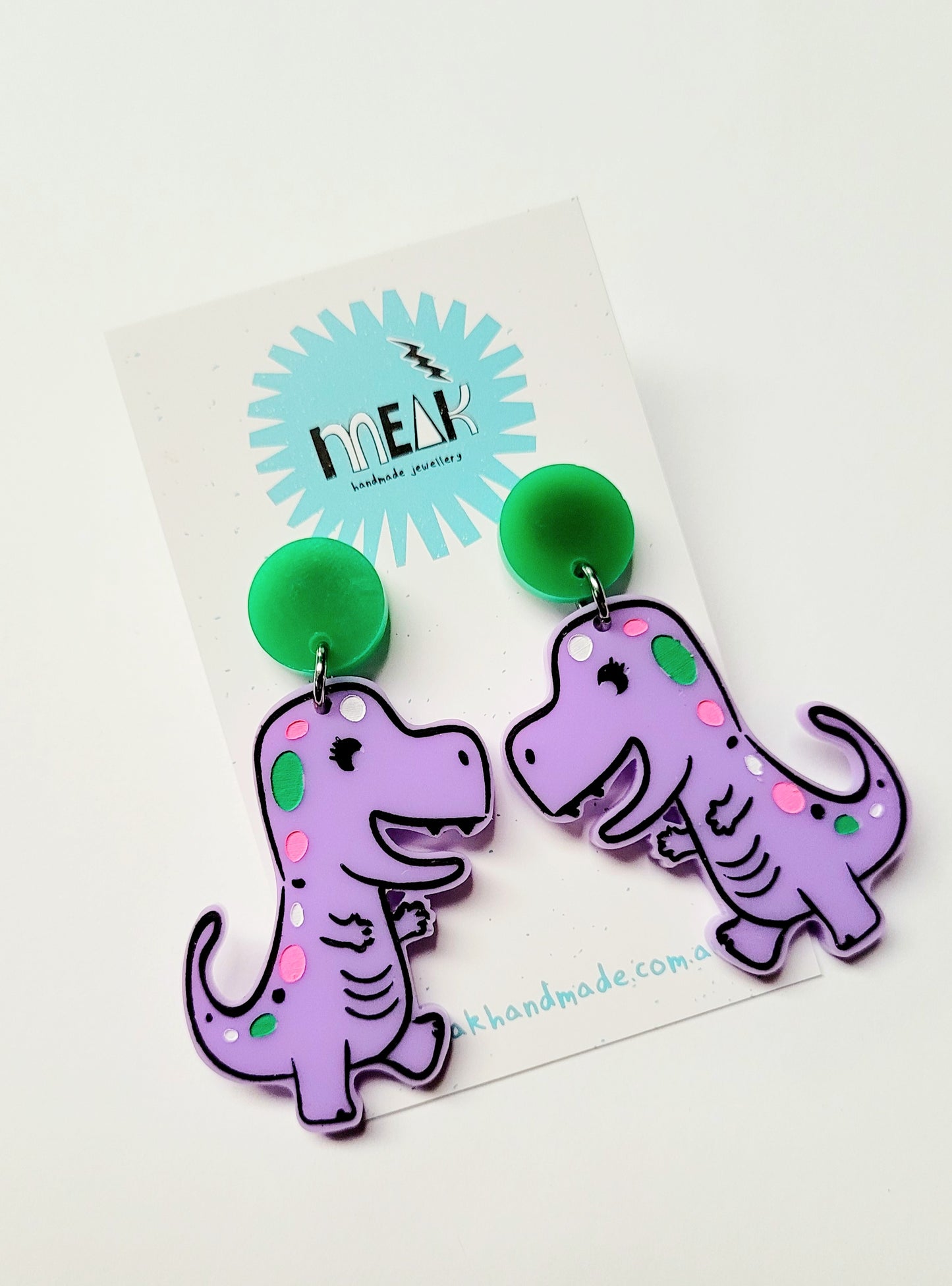 Purple Kawaii Dinosaur dangles! - Meak Handmade